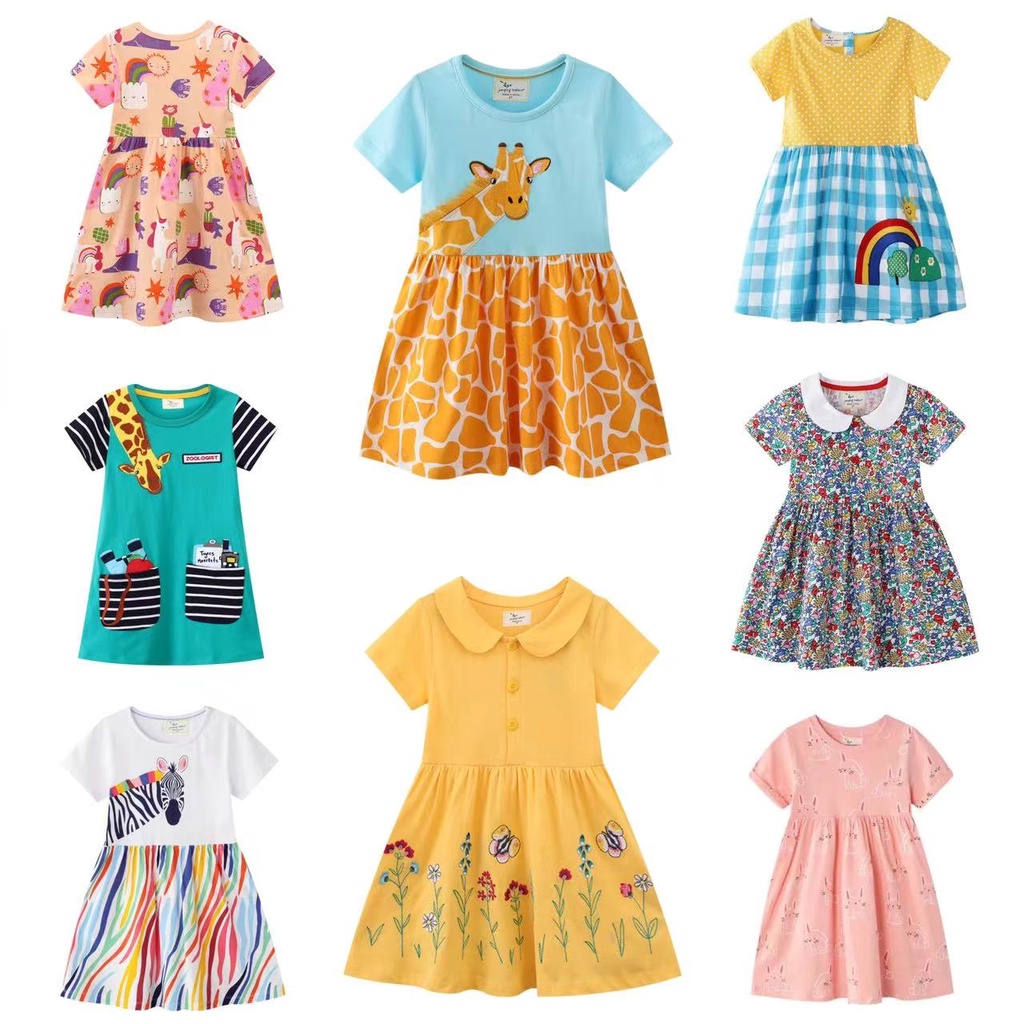 Đầm Cotton Mỏng Cổ Tròn Thời Trang Mới Cho Bé Gái 1-8 Tuổi