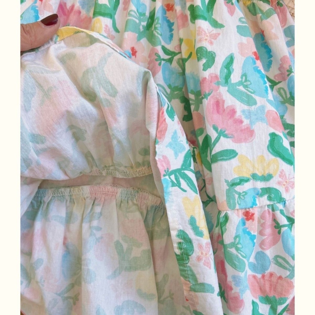 Hàng Có Sẵn Mới Đầm Cotton Nguyên Chất Tay Phồng In Họa Tiết Hoa Phong Cách Công Chúa Nhật Bản 2023 Phong Cách Phương Tây Cho Bé Gái