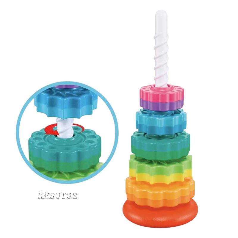 [Kesoto2] Đồ Chơi Vòng Xếp Chồng Montessori Xếp Chồng Lên Nhau Màu Cầu Vồng Giáo Dục