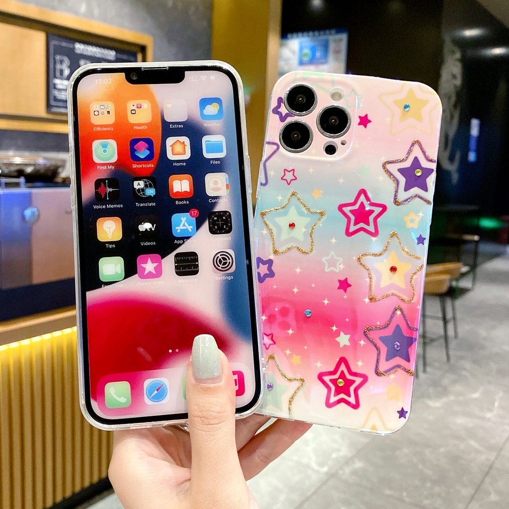 Ốp Điện Thoại TPU Chống Sốc Màu Blue-ray Cho IPhone 14 13 12 11 Pro MAX 14 Plus X XR XS MAX 7 8 Plus