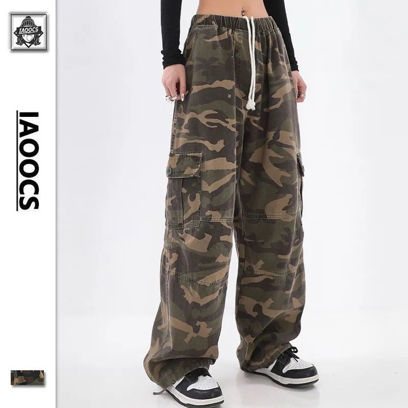 Quần Dài Lưng Cao Dáng Rộng Họa Tiết Rằn Ri Phong Cách Retro Cá Tính