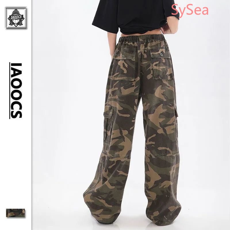 Quần Dài Lưng Cao Dáng Rộng Họa Tiết Rằn Ri Phong Cách Retro Cá Tính