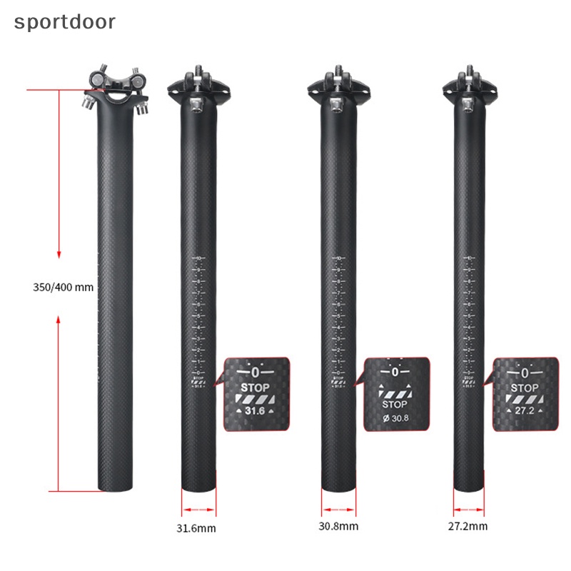 Trục Gắn Yên Xe Đạp Leo Núi Màu Đen Nhám 350mm / 400mm Dài 27.2 / 30.8 / 31.6mm Bằng Sợi Carbon