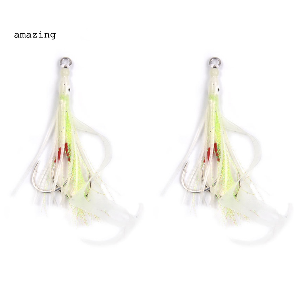 Bộ 2 Mồi Mực Silicone Mềm Phát Sáng Trong Đêm Hỗ Trợ Câu Cá