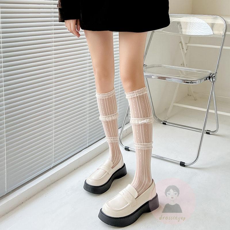Tất Lưới Dài 3 Lớp Phối Ren Phong Cách Lolita Cho Nữ