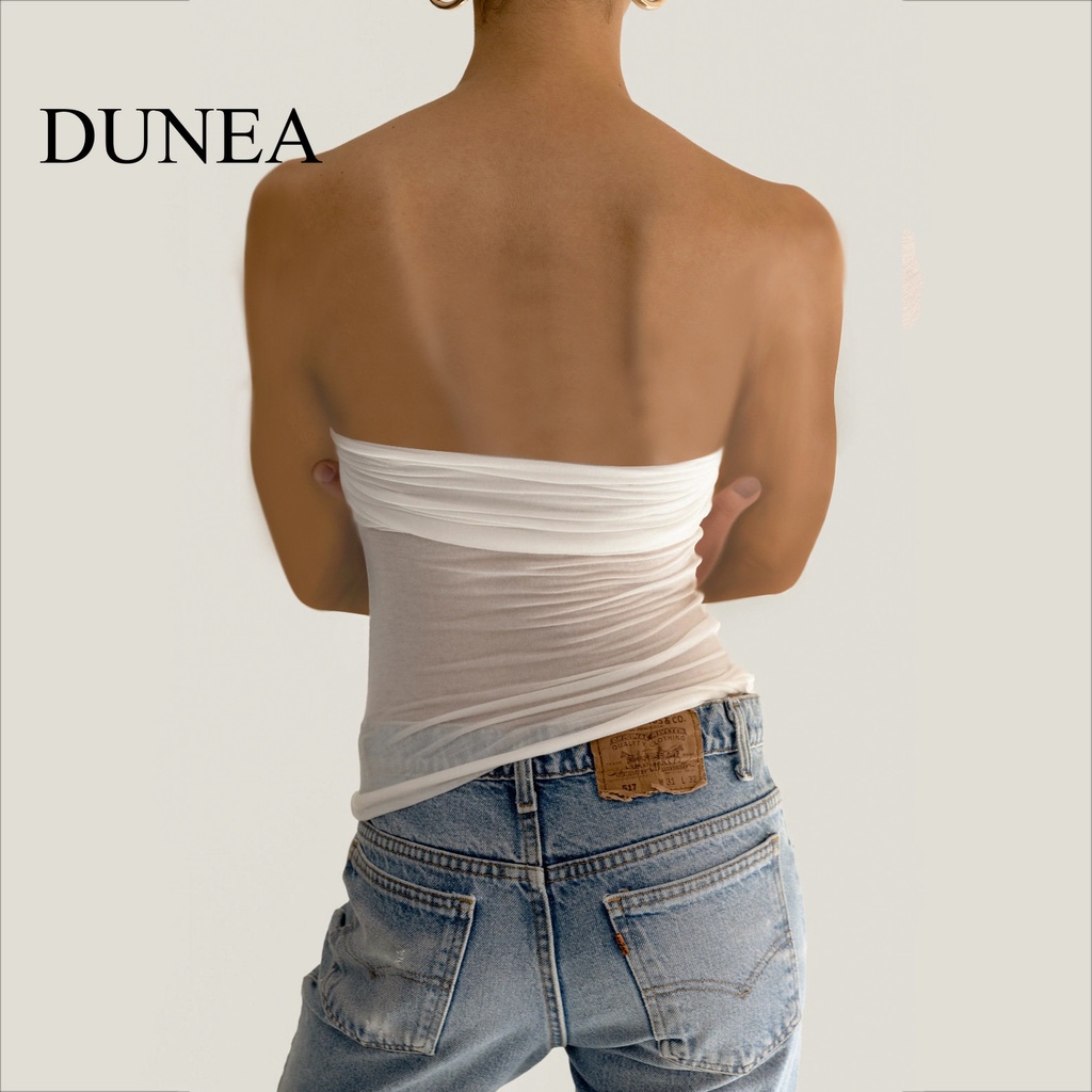 DUNEA Áo Quây Ngực Mỏng Hở Vai Thời Trang Quyến Rũ Cho Nữ