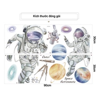 Decal trang trí tường - Cặp đôi phi hành gia lơ lửng
