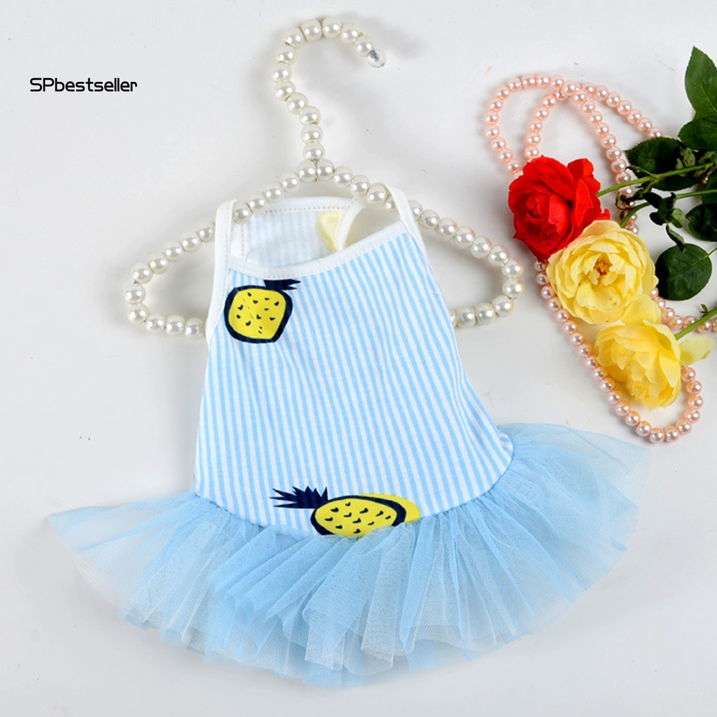 Spbestsellkr Đầm Cotton Mỏng Kẻ Sọc Tinh Tế Đáng Yêu Cho Thú Cưng Hàng Ngày