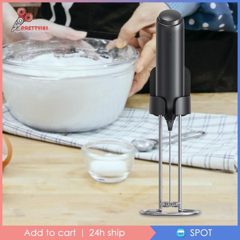 Máy Đánh Sữa Điện Tử Bằng Thép Không Gỉ Kèm Giá Đỡ Cho Cappuccino [Prettyia1]