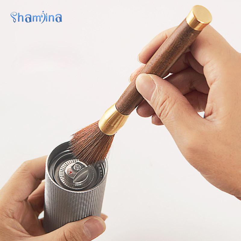 Shamjina Cọ vệ sinh máy pha cà phê có tay cầm bằng gỗ phủi bột cà phê, Chổi Quét Bụi Cho Máy Pha Cà Phê
