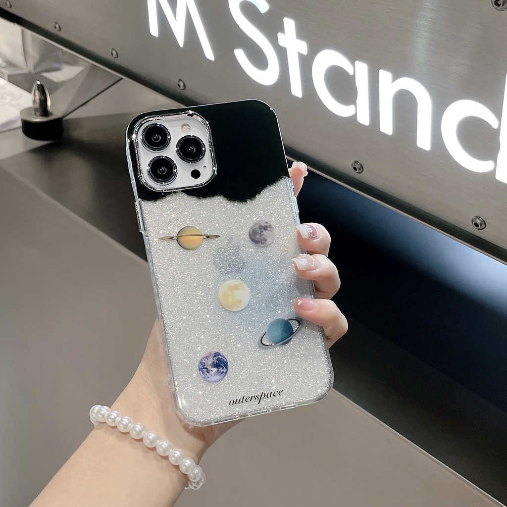 Ốp Điện Thoại TPU Silicon Mềm Chống Sốc Hai Mặt Họa Tiết Hành Tinh Cho iPhone 14 13 12 11 PRO MAX