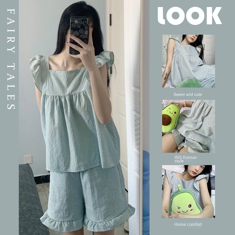 Bộ Đồ Ngủ Tay Ngắn Cổ Khóa Cài Hình Hoa Tulip Màu Sắc Retro Cao Cấp Dành Cho Nữ