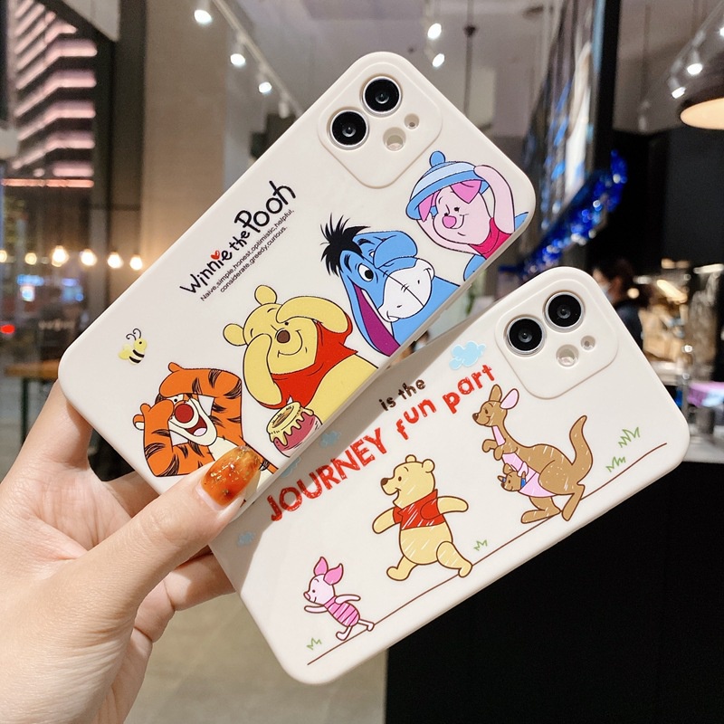 Hoạt Hình Ốp Điện Thoại Silicon Viền Vuông Hình winnie the pooh Cho iphone 15 pro max 11 12 13 14 pro max 7 8 plus x xr xs max