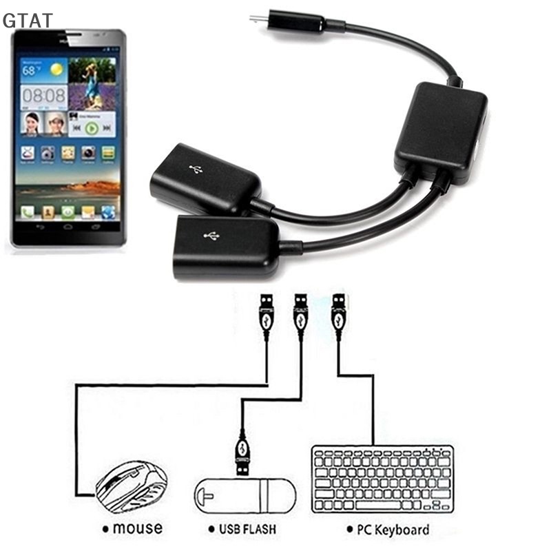 GTAT Dual Micro USB OTG HUB máy chủ Adapter cáp cho máy tính bảng PC và điện thoại thông minh VN