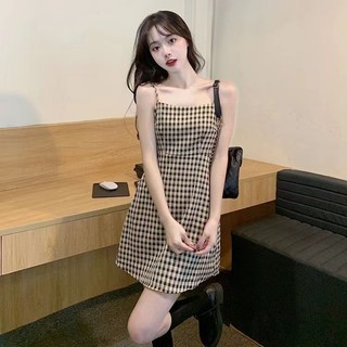 𝐘𝐮𝐬𝐡𝐨𝐩 Set 2 Món Gồm Váy Kẻ Và Khoác ngoài Sang Trọng Có Big Size, Mặc Phô Dáng Sling Dành Cho Bạn Gái