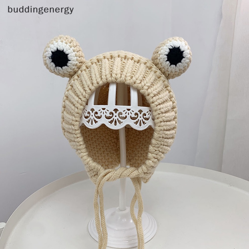 {BUDDI} Mũ beanie Dệt Kim Màu Trơn Hình Ếch Hoạt Hình Giữ Ấm Mùa Đông Cho Bé {BUDDI}