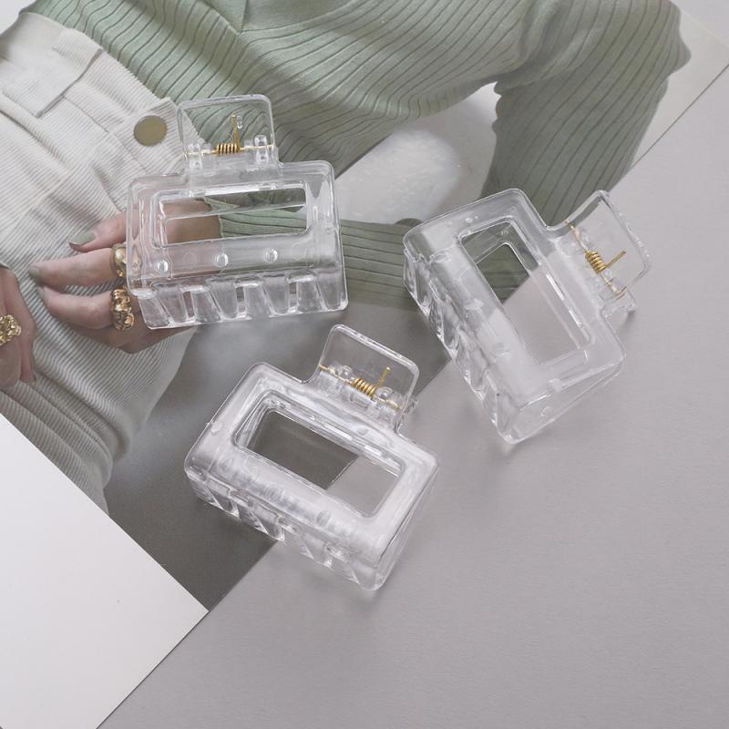 Kẹp Tóc Hình Vuông Cỡ Nhỏ 5cm Màu Trơn Trong Suốt Thời Trang diy Cho Nữ