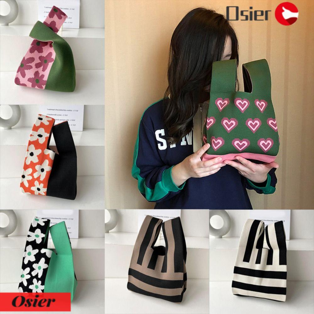 Túi Tote Đan Thủ Công Họa Tiết Hoa / Trái Tim Xinh Xắn 1 Cái Cho Nữ