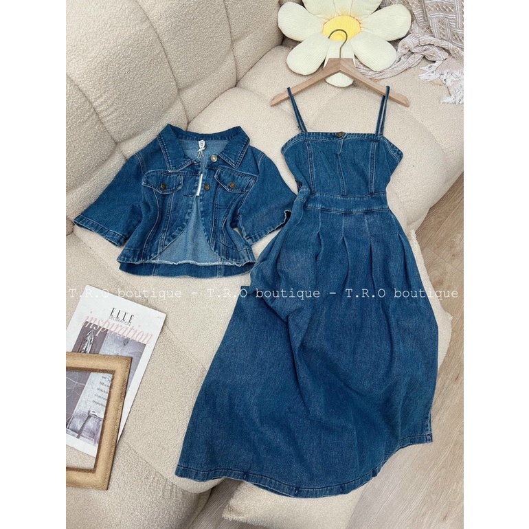 Set Đầm 2 Món Jean Co Giãn Hottrend Xinh Xắn Đáng Yêu