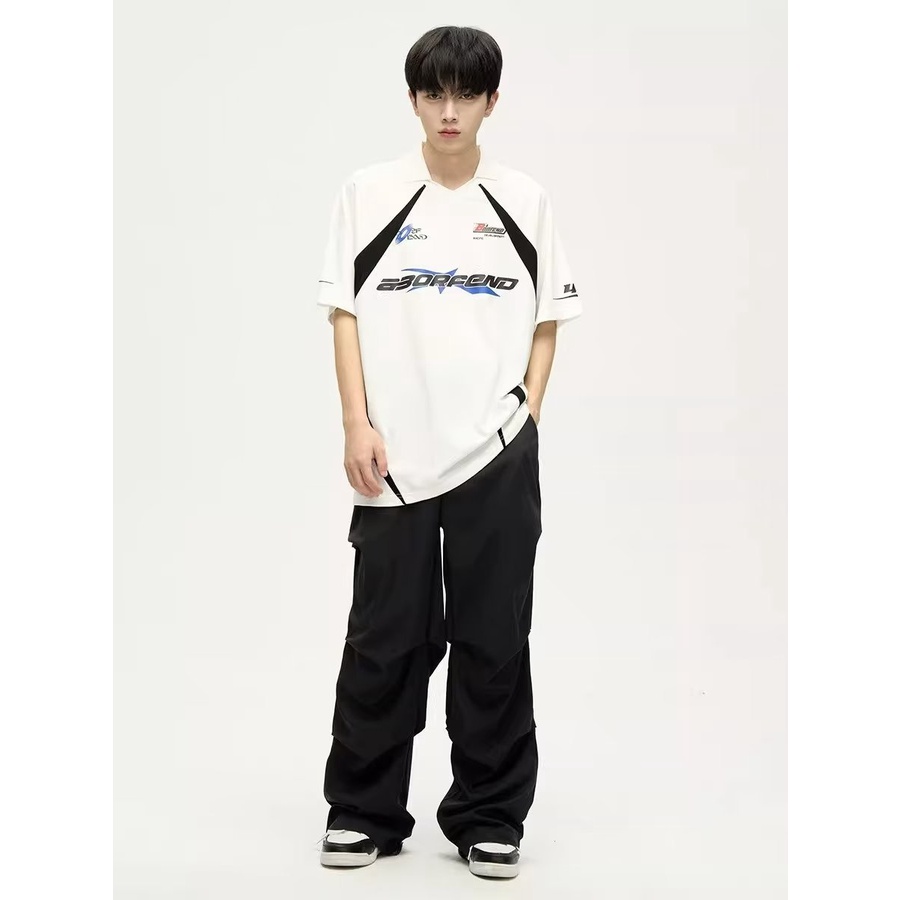 Áo polo Tay Ngắn Dáng Rộng Phong Cách Đường Phố Âu Mỹ Thời Trang Mùa Hè Cho Nam