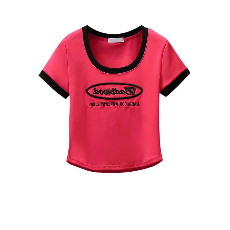 Áo Thun Ngắn Tay Màu Sắc Tương Phản Thời Trang Mùa Hè Cho Nữ