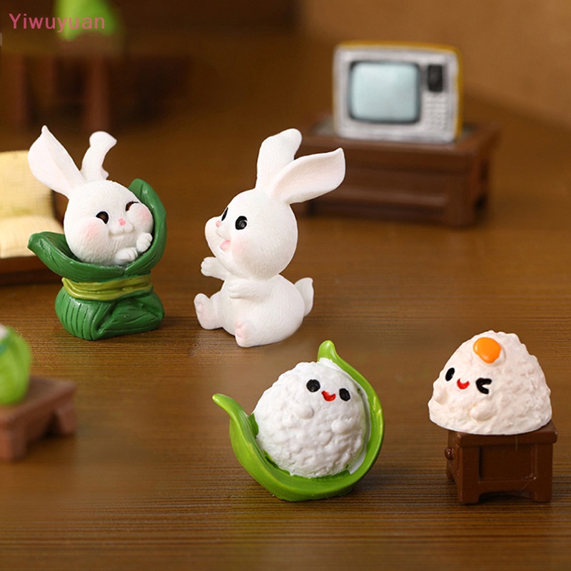 < Yiwuyuan > Tượng Nhựa Resin Thủ Công Hình Thỏ Trắng Thế Giới Thiên Đường Hoạt Hình Dễ Thương Trang Trí Sân Vườn Mới