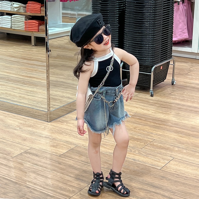 Iq set Áo Không Tay Và Quần Short Thời Trang Mới Giản Dị Dành Cho Bé Gái