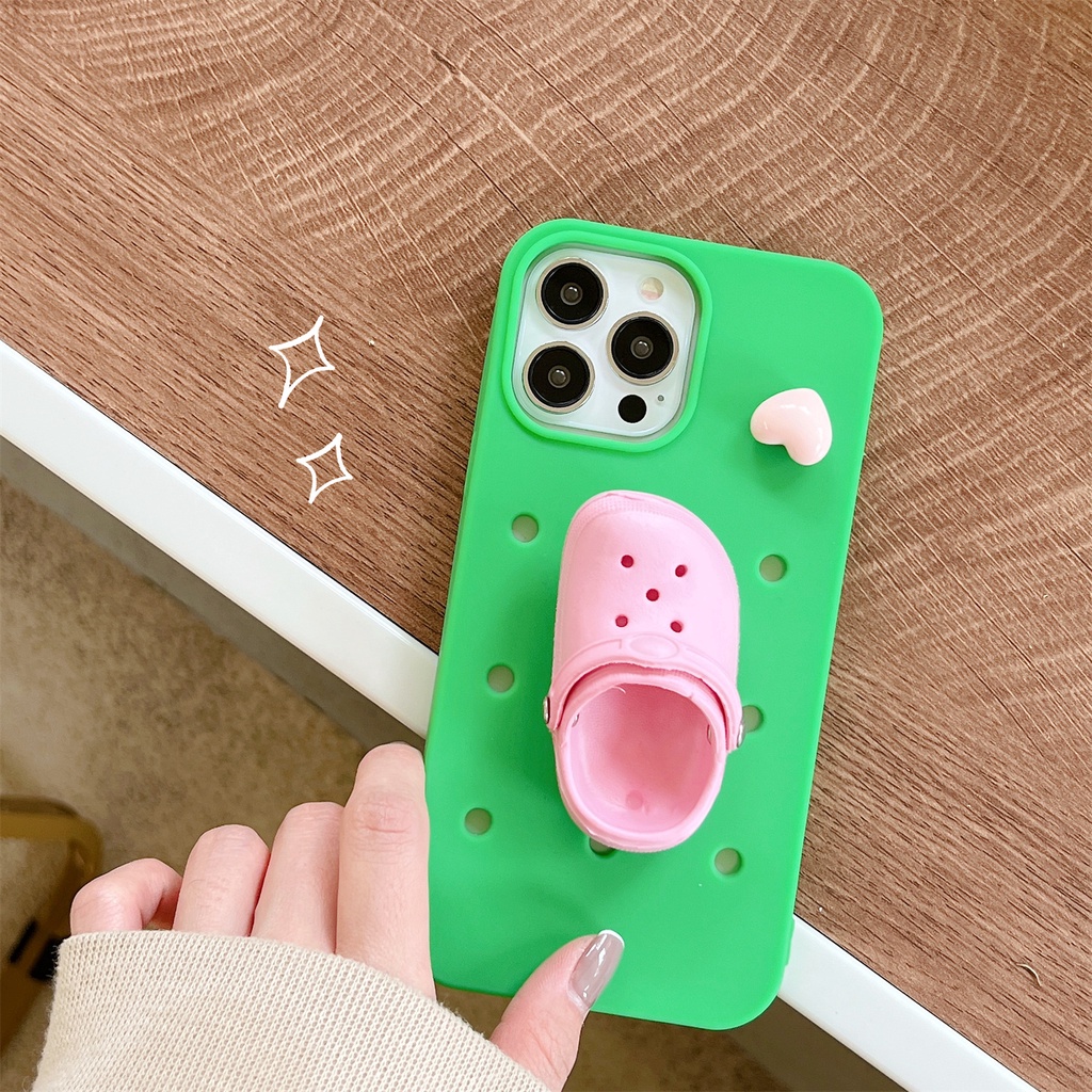 Ốp Điện Thoại Tpu Silicon Mềm Chống Sốc Hình Chiếc Giày 3D Màu Trơn Cho iPhone 14 13 12 11 Pro Max