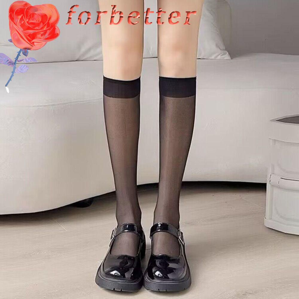 Vớ Lụa Mỏng Thoáng Khí Màu Sắc Đơn Giản Phong Cách Harajuku Cho Nữ