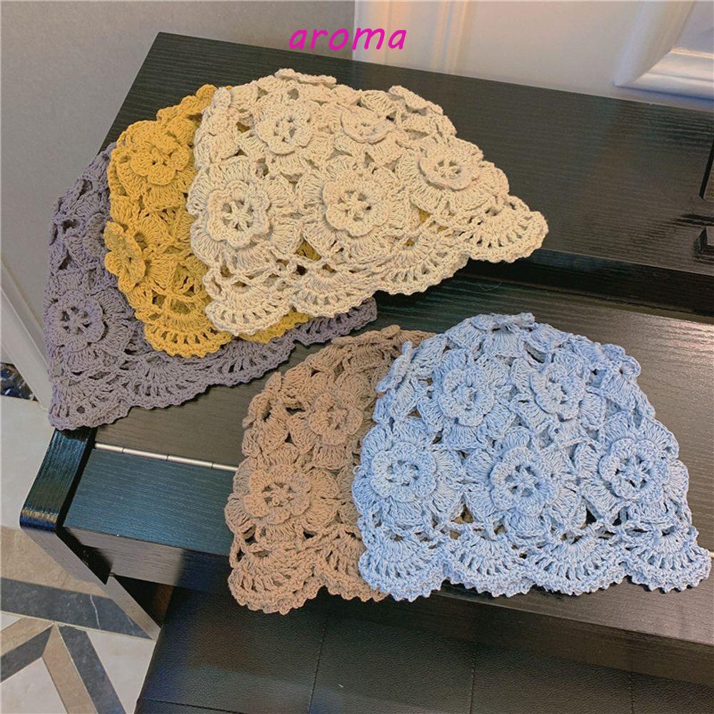 Mũ Lưỡi Trai Đan Len Thủ Công Thiết Kế Rỗng Thời Trang Hàn Quốc Retro Độc Đáo