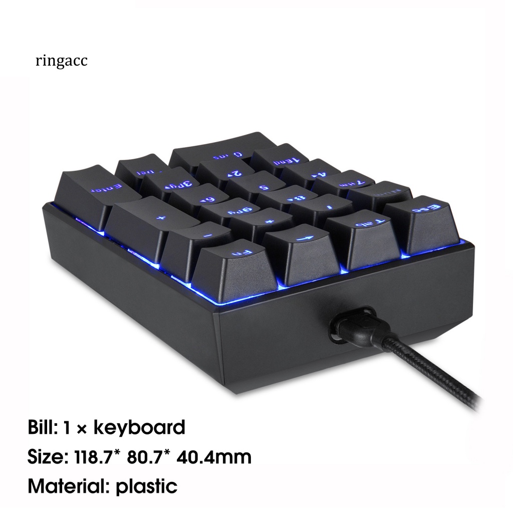 Bàn Phím Cơ Mini RGA K23 21 Phím Có Dây USB Loại C Màu Xanh Dương Dùng Tại Nhà