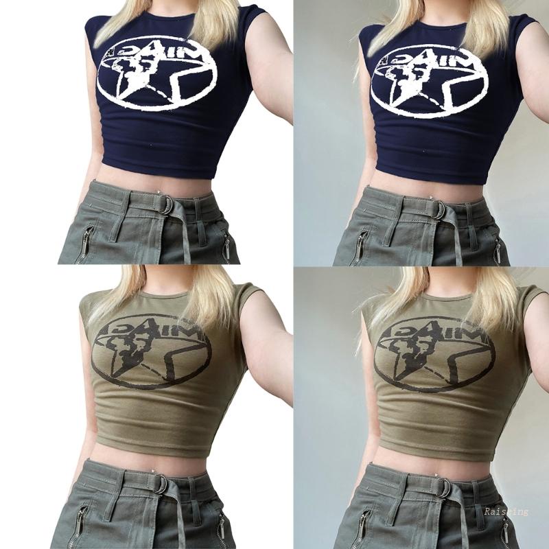 Áo Thun Croptop Ngắn Tay Cổ Tròn Ôm Dáng Thời Trang