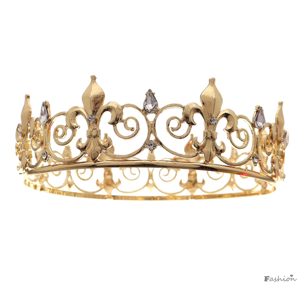 Vương Miện Hợp Kim Baroque Đính Đá Tròn Hoàng Gia Vintage Phù Dâu Vương Miện Đính Kim Cương Giả Toàn Diện Phong Cách Vintage Cho Nữ