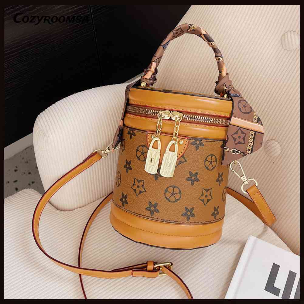 Túi Bucket Cỡ Lớn Có Khóa Kéo Phong Cách Retro Thời Trang Cho Nữ