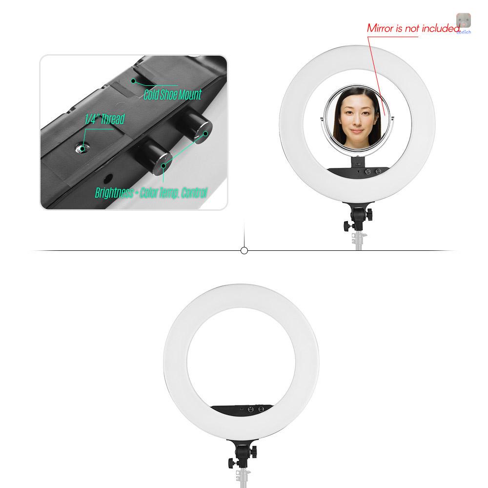 Vòng Đèn LED Andoer 18inch 80W 3200K-5800K Hai Màu Kèm Túi Đựng Điện Thoại Dùng Trong Studio Chụp Ảnh