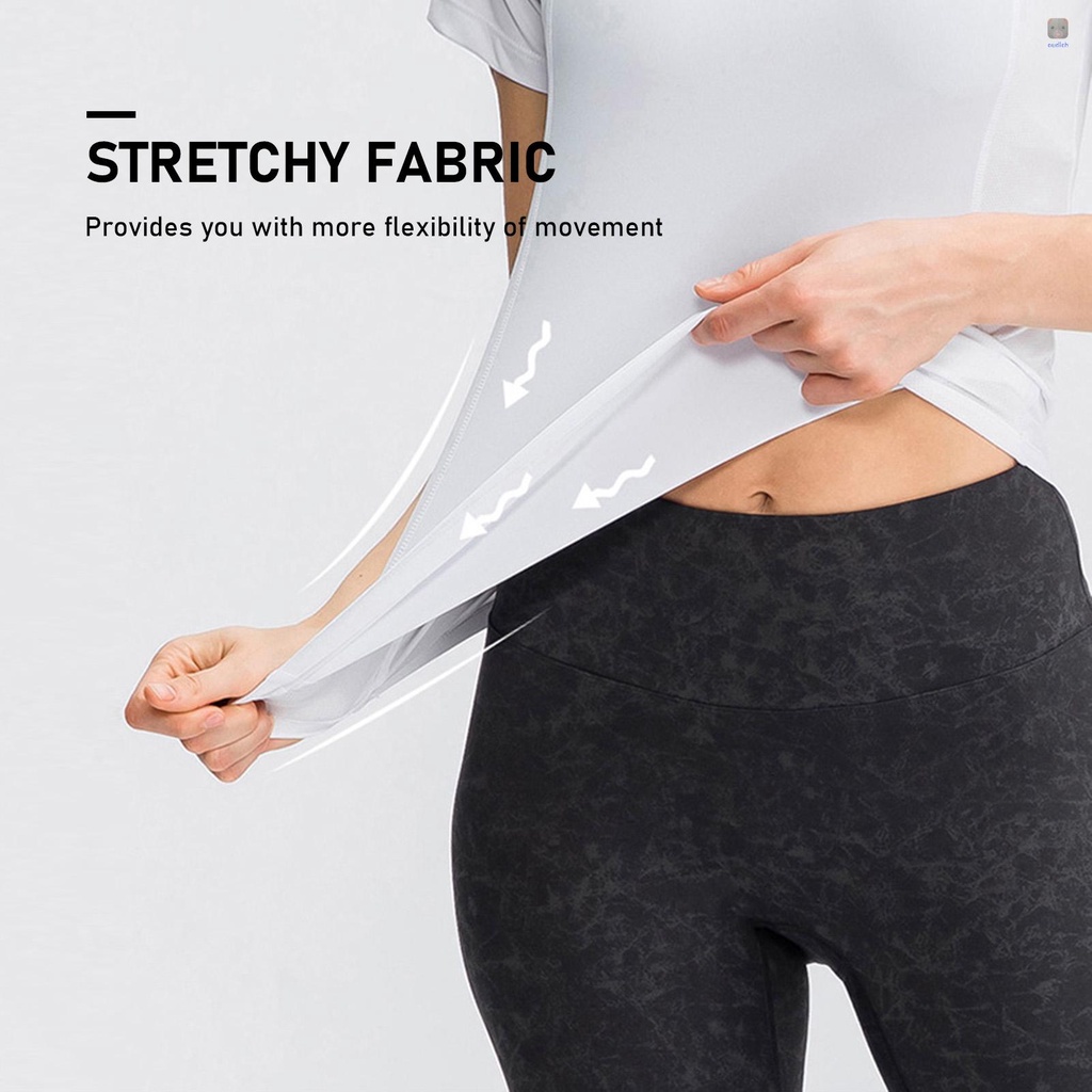 Áo Thun Thể Thao Tay Ngắn Cổ Tròn Phối Lưới Chất Liệu Thấm Hút Khô Thoáng Nhanh Chóng