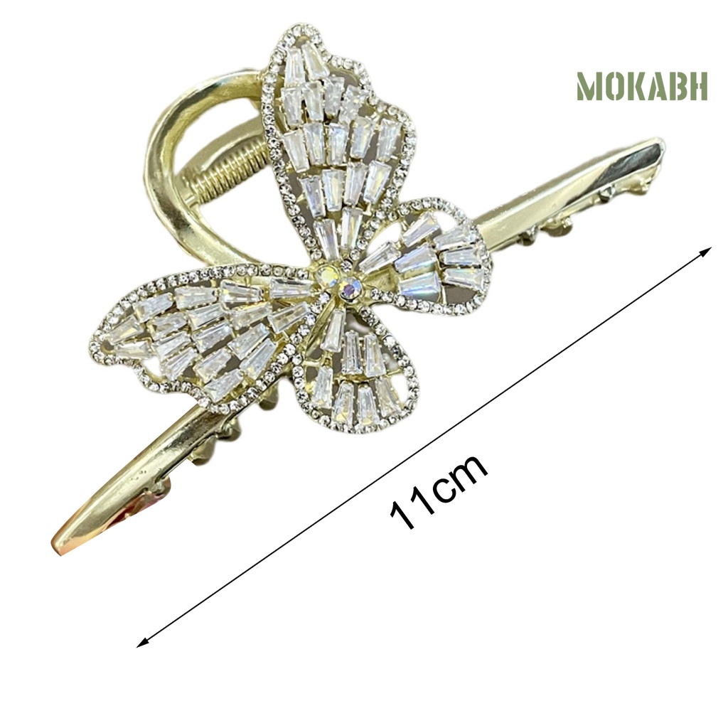 [Mok Abh] Kẹp Tóc Hình Bướm Có Răng Chống Biến Dạng Tinh Tế Lấp Lánh
