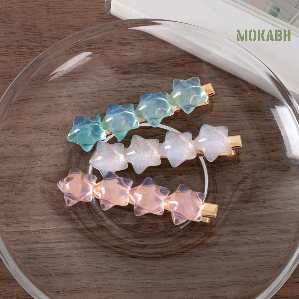 Kẹp Tóc Hình Ngôi Sao Trong Suốt Chống Trượt Bằng Nhựa Resin Phong Cách Hàn Quốc
