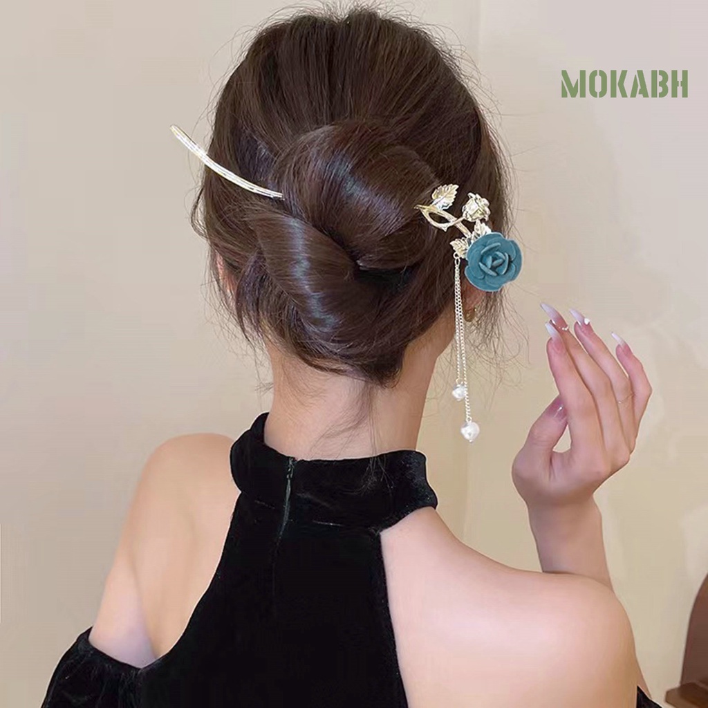 Trâm Cài Tóc Đính Hạt Hình Hoa Hồng Dễ Thương Chống Trượt Cho Nữ