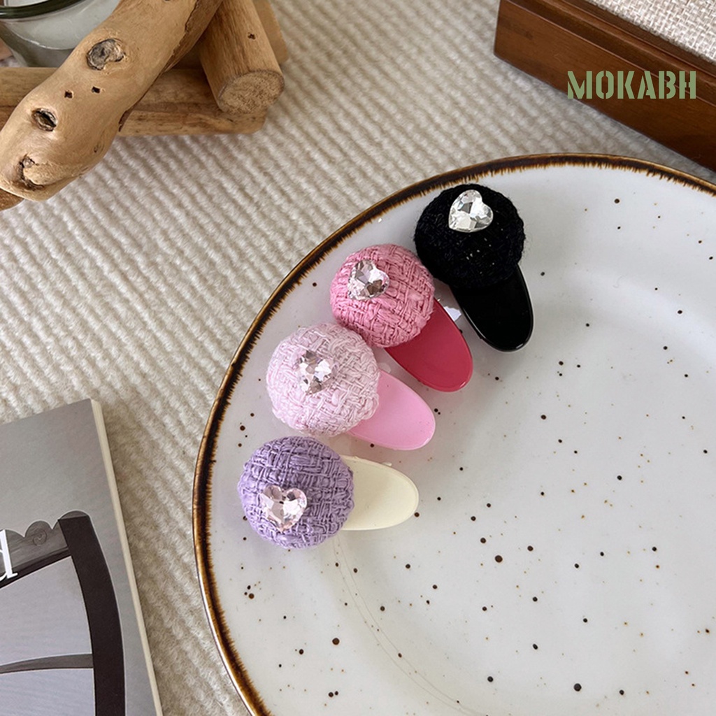 Kẹp Tóc Hình Trái Tim Đính Đá Chống Trượt Trọng Lượng Nhẹ Màu Sắc Ngọt Ngào