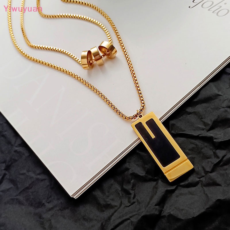 &lt; Yiwuyuan &gt; Vòng cổ Hai Lớp Mặt Vuông Hợp Kim Màu Vàng Tinh Tế Thời Trang Phụ Kiện Trang Sức Cho Nữ Mới