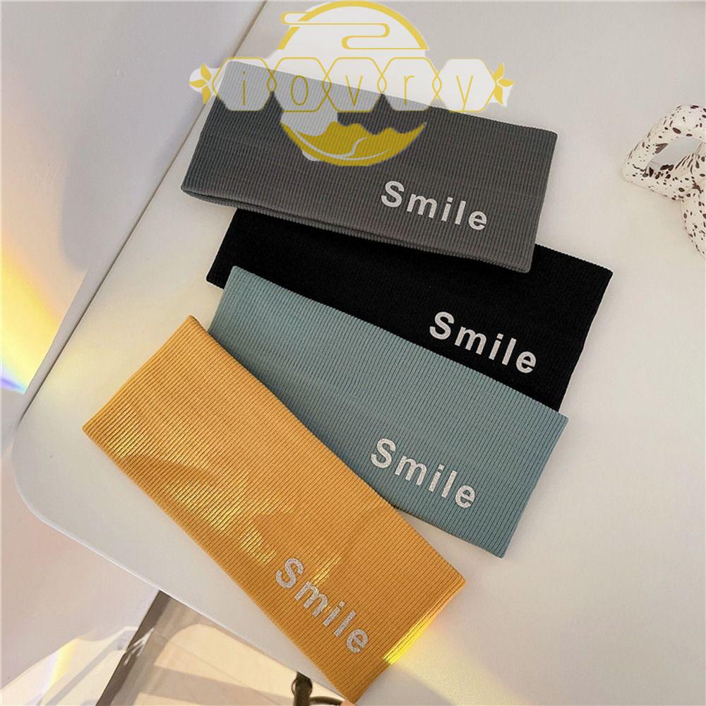 Băng Đô Dệt Kim Bản Rộng Thấm Hút Mồ Hôi In Họa Tiết Mặt Cười Cho Nữ