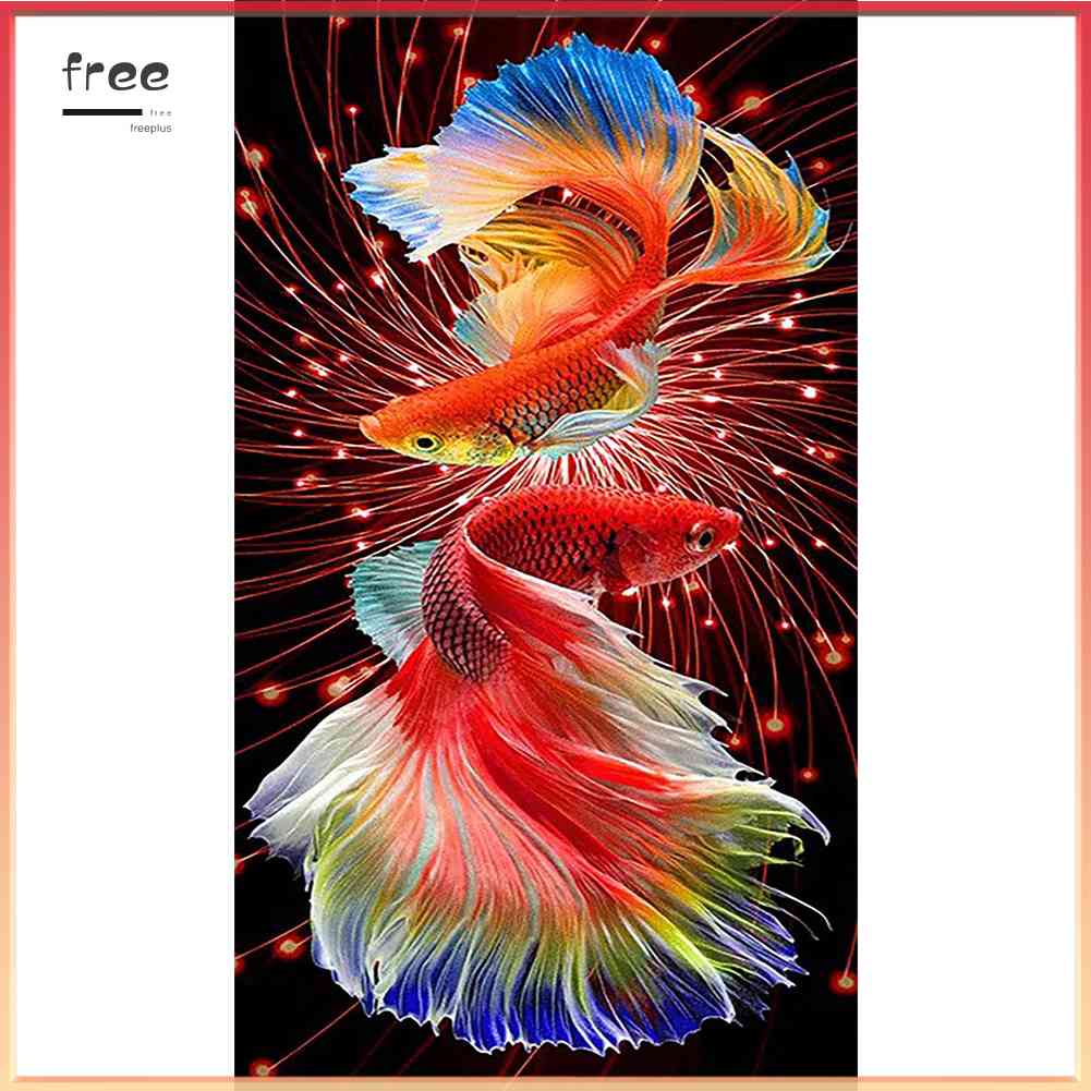 Toàn Bộ Bộ Tranh Thêu Chữ Thập 3 Sợi Chất Liệu Cotton Hình Cá Koi 11CT