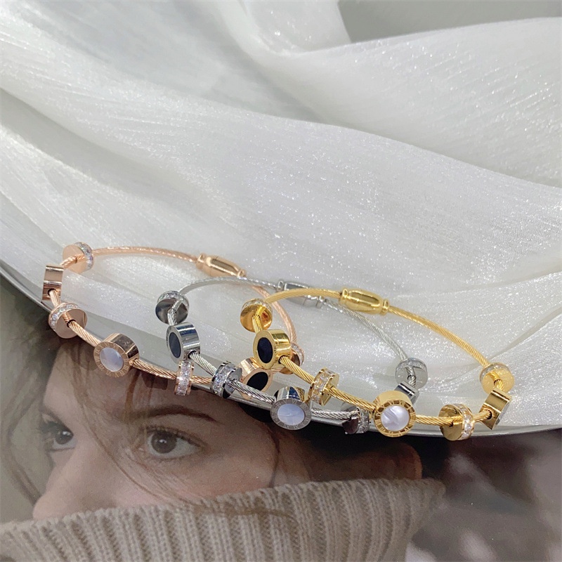 Vòng Đeo Tay Số La Mã Bằng Thép Không Gỉ Đơn Giản Thời Trang Cho Nữ