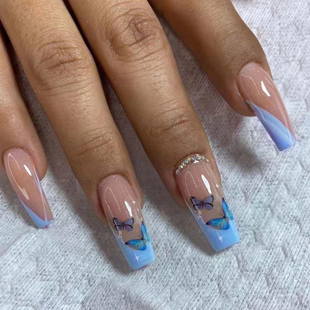 Bộ Móng Tay Giả Hình Bướm Thời Trang Cho Nữ