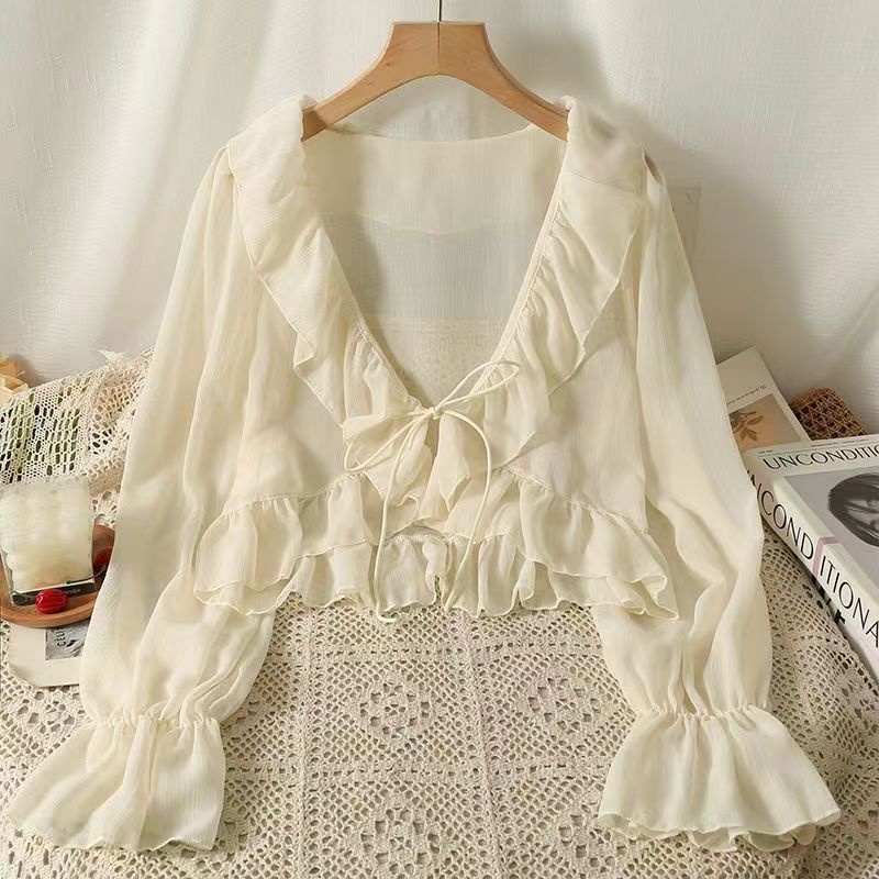 Áo Khoác Cardigan Mỏng Ngắn Màu Đen Chống Nắng Thời Trang Mùa Hè Cho Nữ