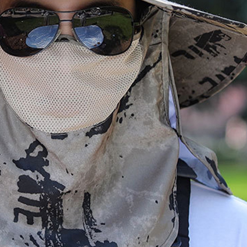 Mxittan.mx Mũ Xô In Họa Tiết Rằn Ri Kèm Quạt Có Thể Gấp Gọn Cho Nam