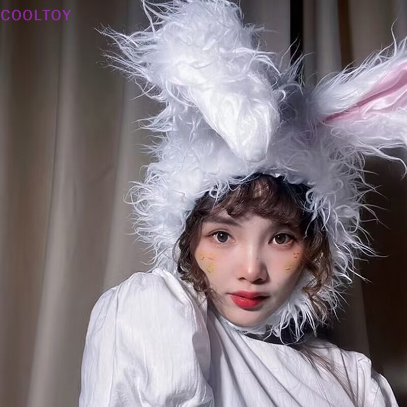 Mũ Trùm Đầu Tai Thỏ Bằng Lông Nhung Dễ Thương Xinh Xắn