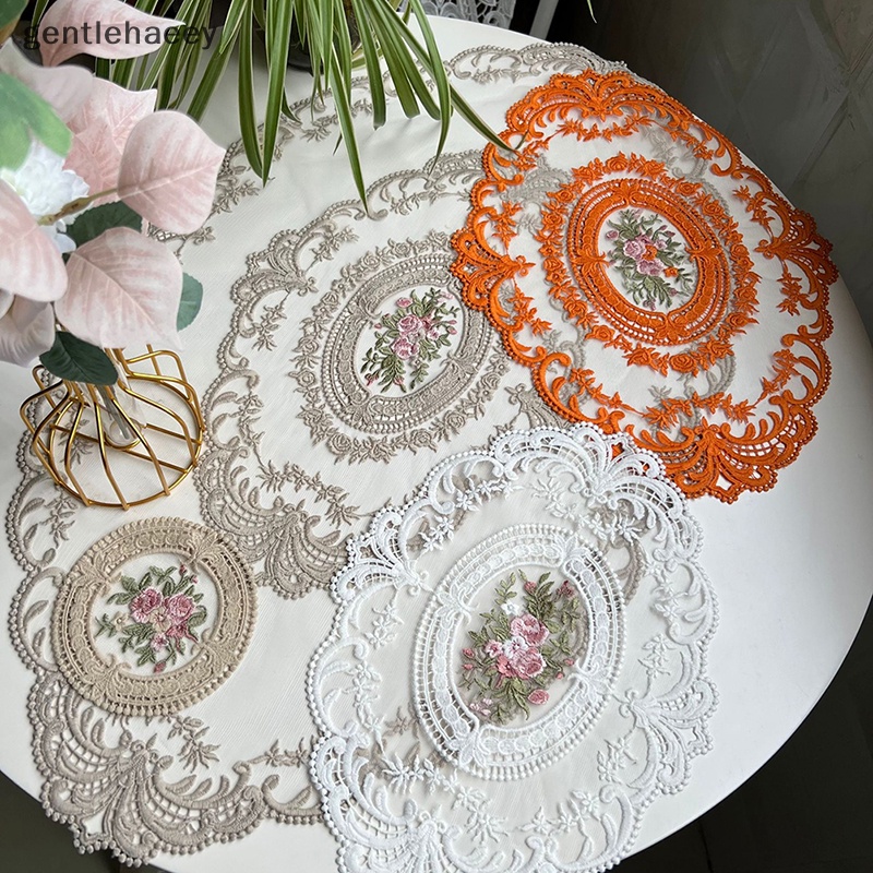 Gent Khăn Trải Bàn Ăn Thêu Họa Tiết Thanh Lịch