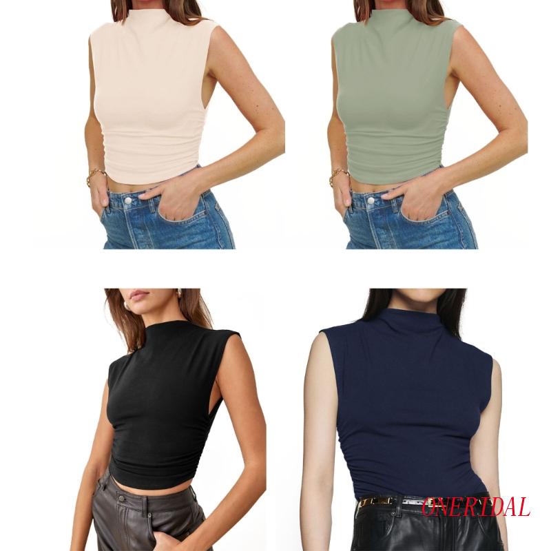 Áo Croptop Sát Nách Màu Trơn Dáng Ôm Quyến Rũ Cho Nữ
